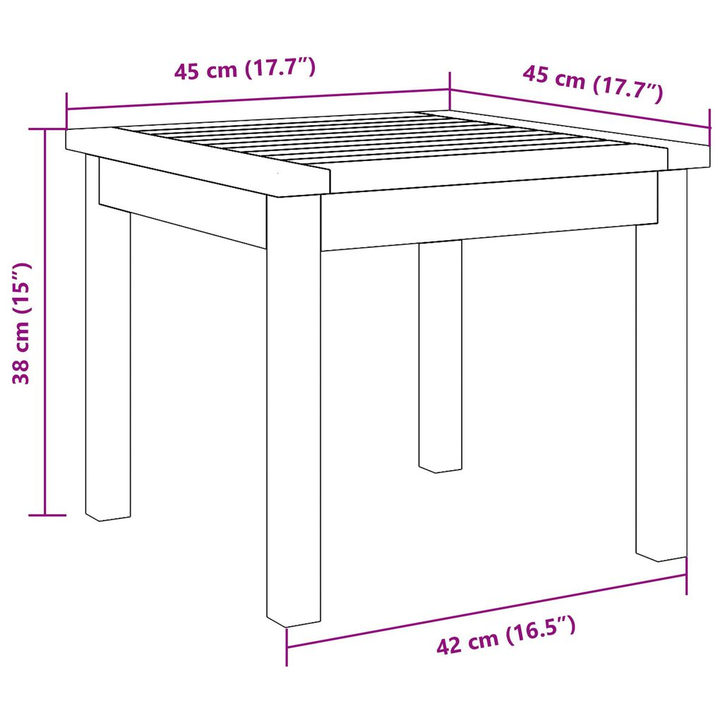 Mesa Lateral vidaXL 45x45x38 cm Madeira de Acácia Sólida