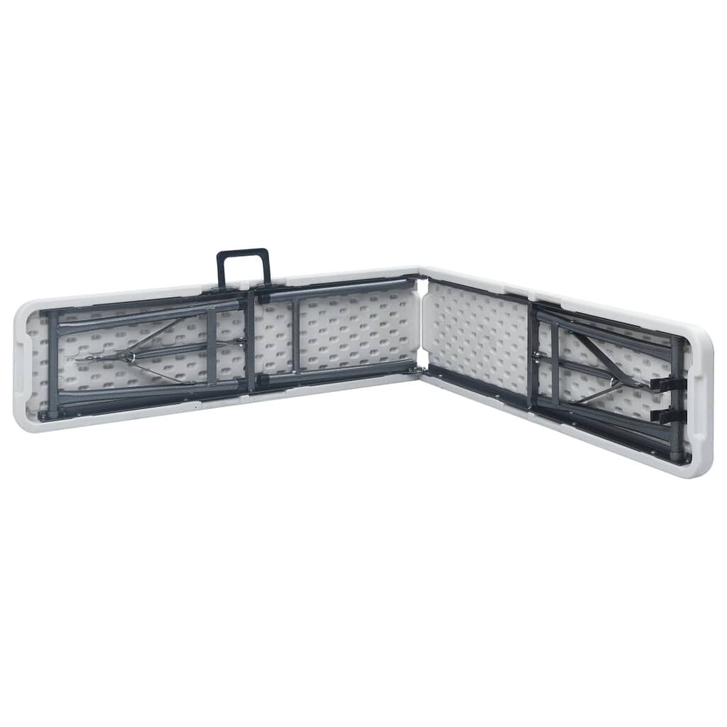 vidaXL Mesa de jardim dobrável com 2 bancos 180 cm aço e PEAD branco