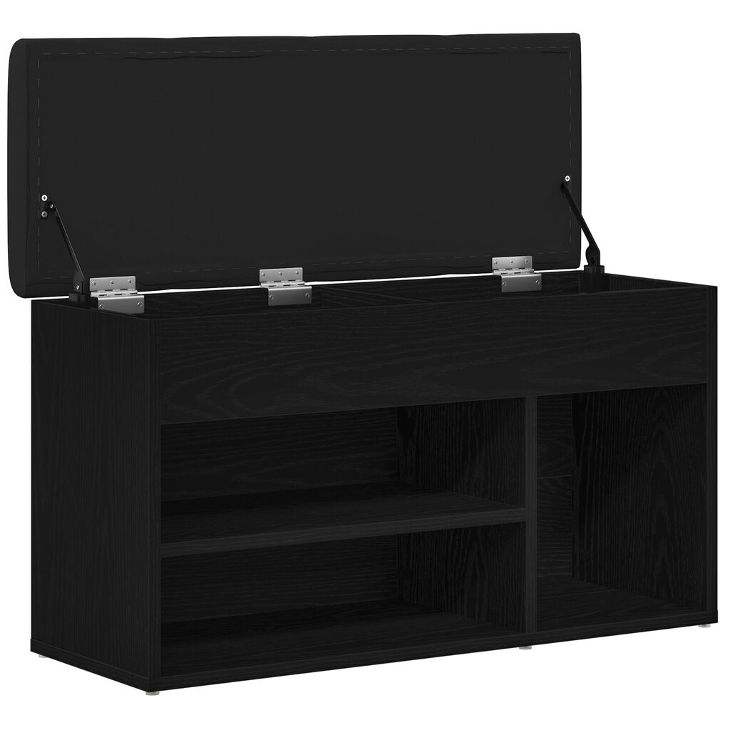 Banco de Armazenamento vidaXL Preto Carvalho 80x30x45 cm Madeira de Engenharia