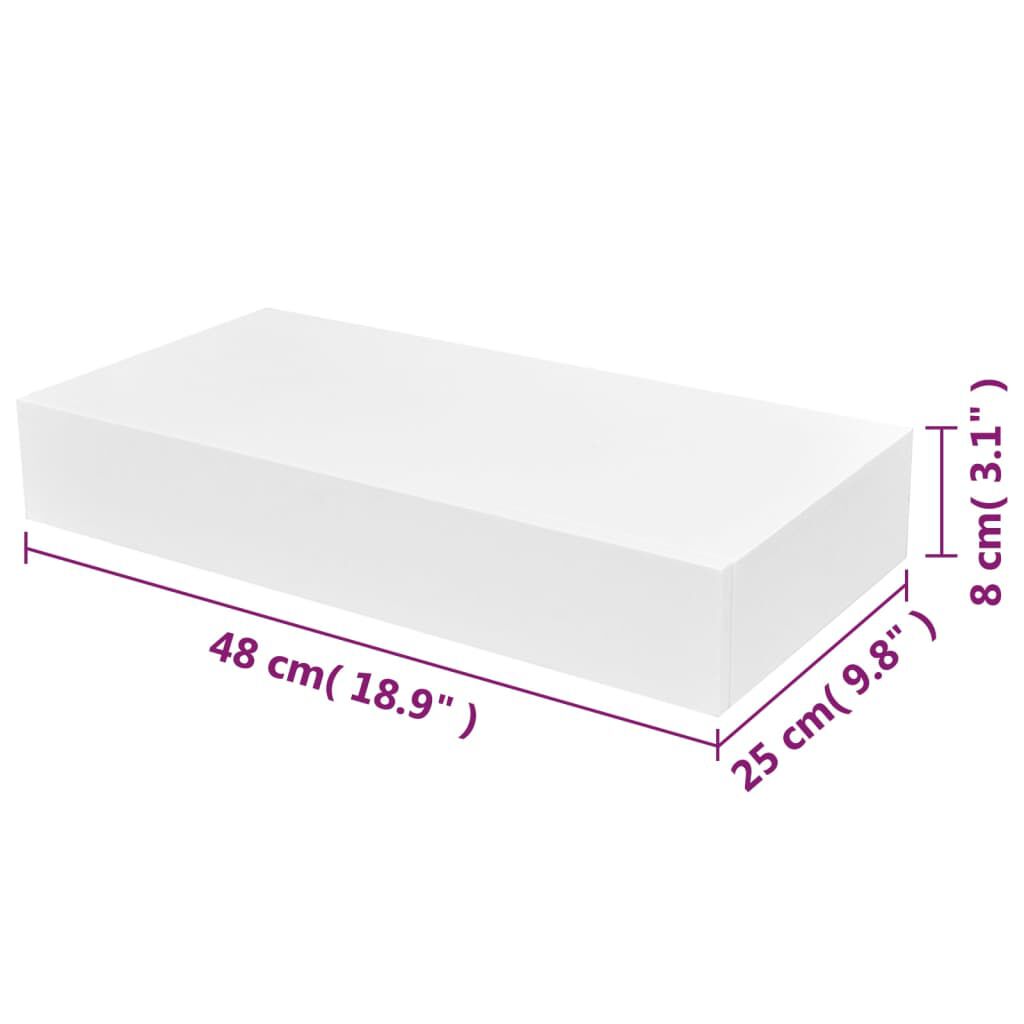 Prateleira de parede c/ 1 gaveta para livros/DVD MDF branco