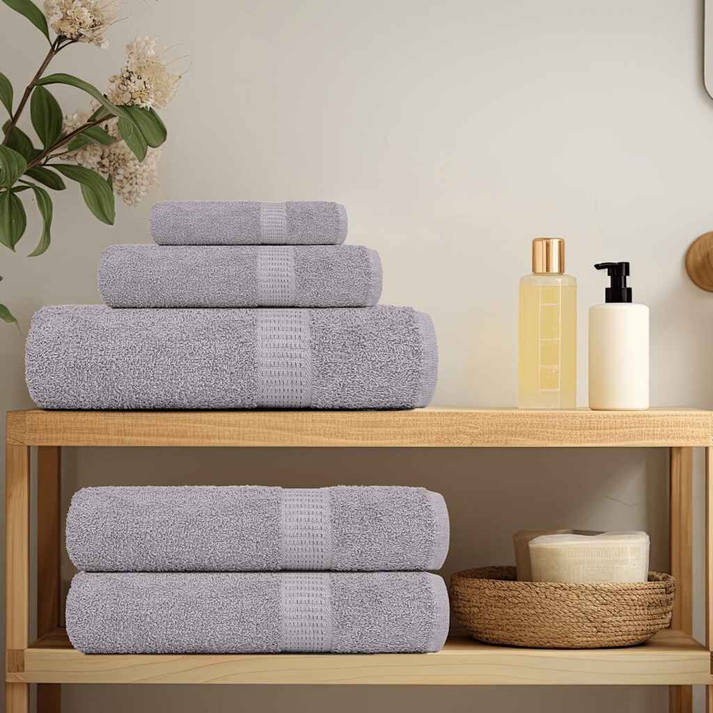 vidaXL 6pcs Conjunto toalhas banho 360 gsm 100% algodão cinza