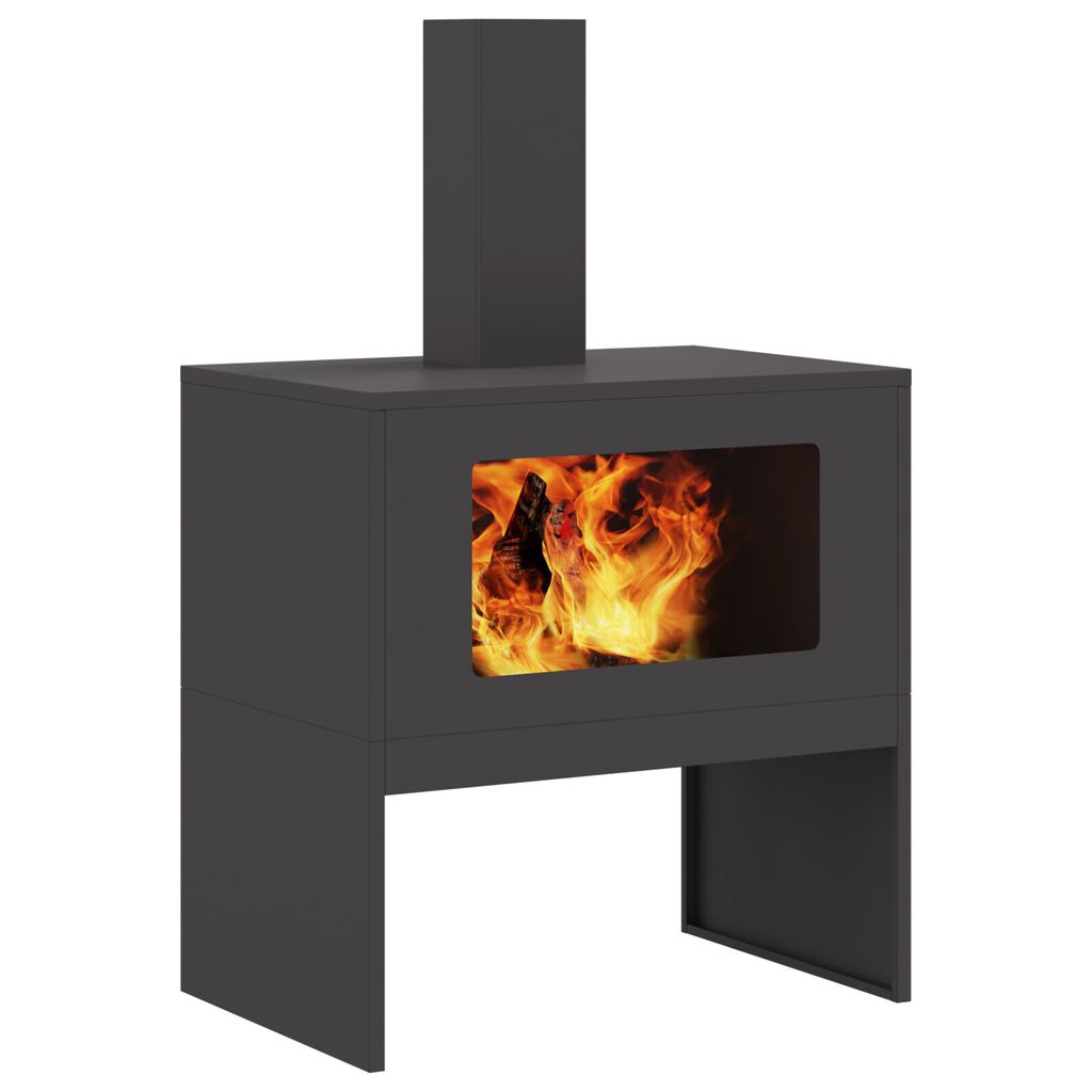 Fogueira vidaXL com Chaminé Preta 60x40x96 cm Aço