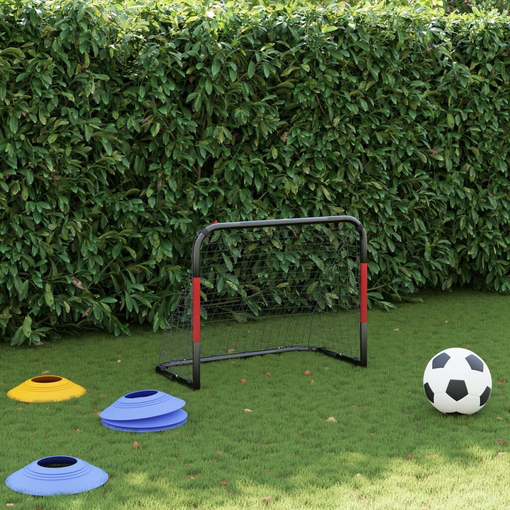 vidaXL Baliza de futebol com rede 90x48x71 cm aço vermelho e preto