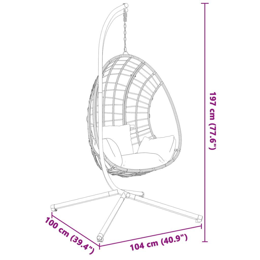 vidaXL Suporte para cadeira em forma de ovo suspensa aço preto
