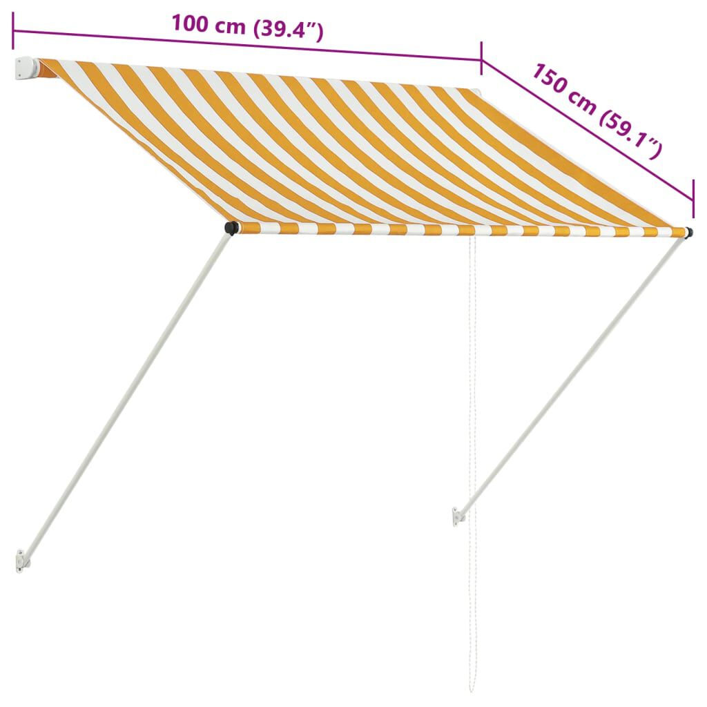 vidaXL Toldo retrátil 100x150 cm amarelo e branco