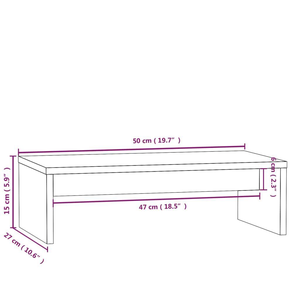 vidaXL Suporte para monitor 50x27x15 cm madeira de pinho maciça