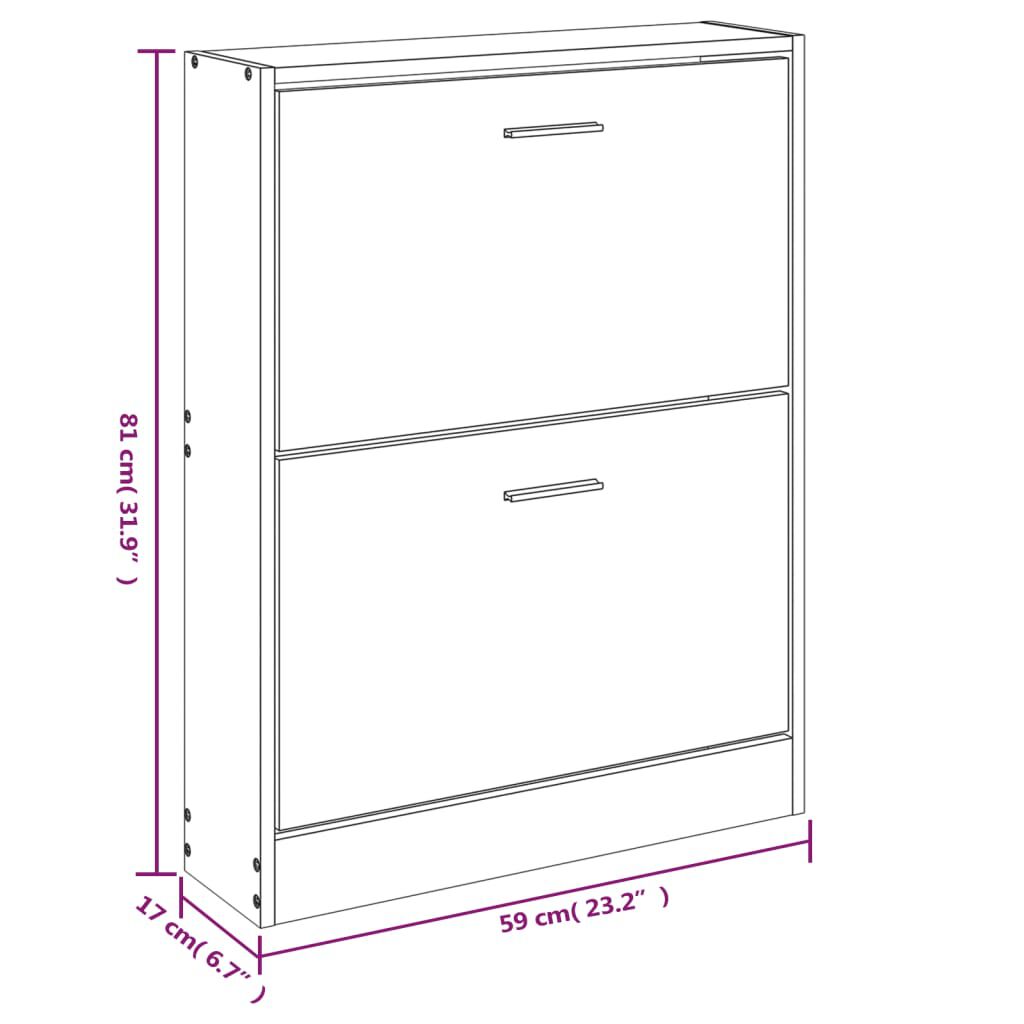 vidaXL Sapateira 59x17x81 cm derivados de madeira branco