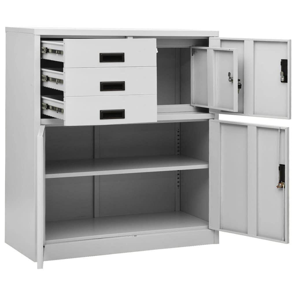vidaXL Armário de escritório 90x40x102 cm aço cinzento-claro