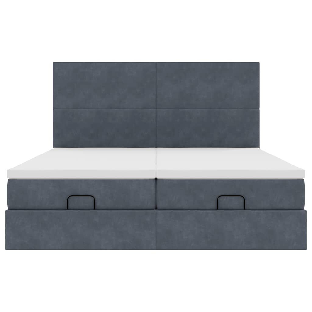 vidaXL Estrutura cama otomana colchões 160x200 cm cinzento escuro