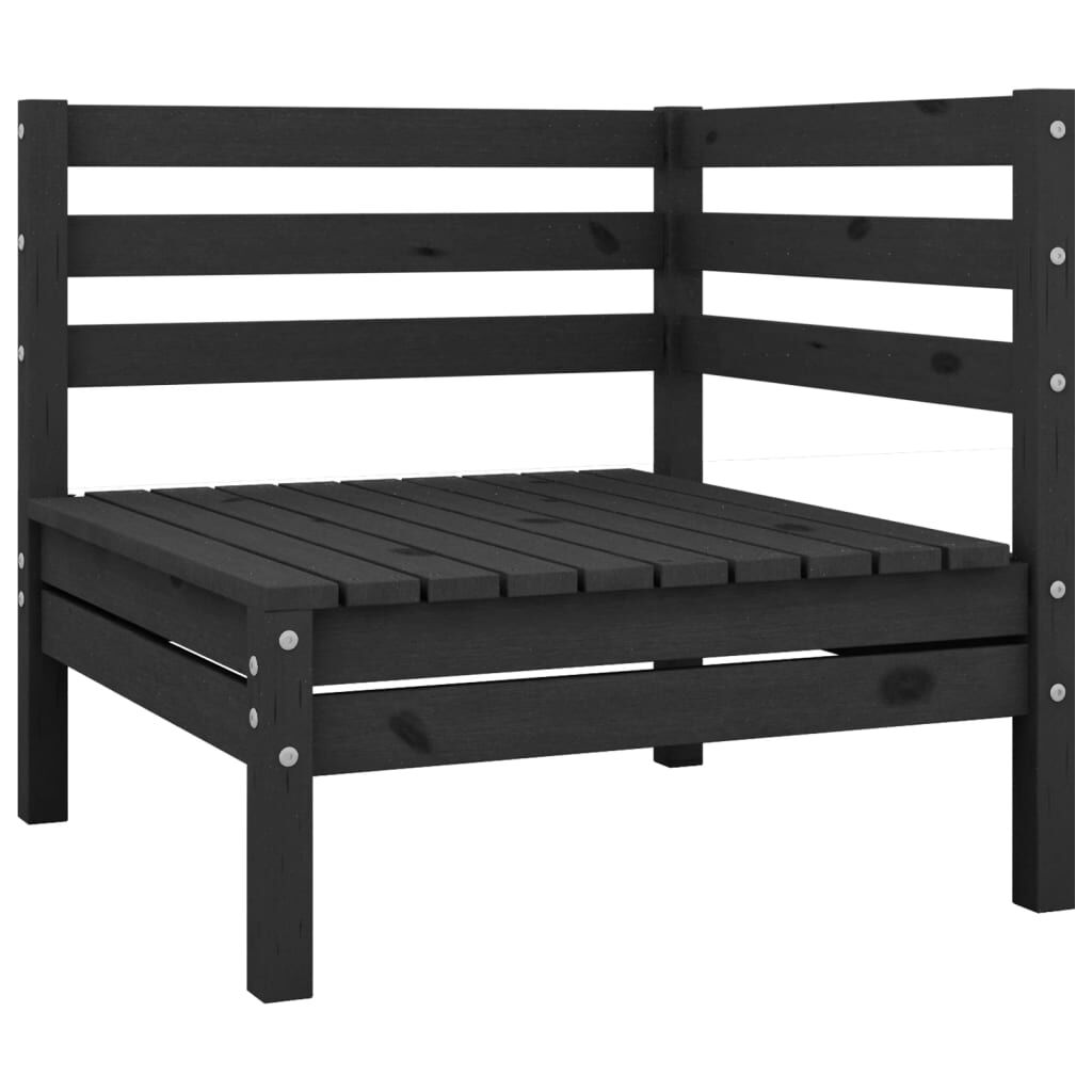 vidaXL Sofás de canto para jardim 2 pcs madeira de pinho maciça preto