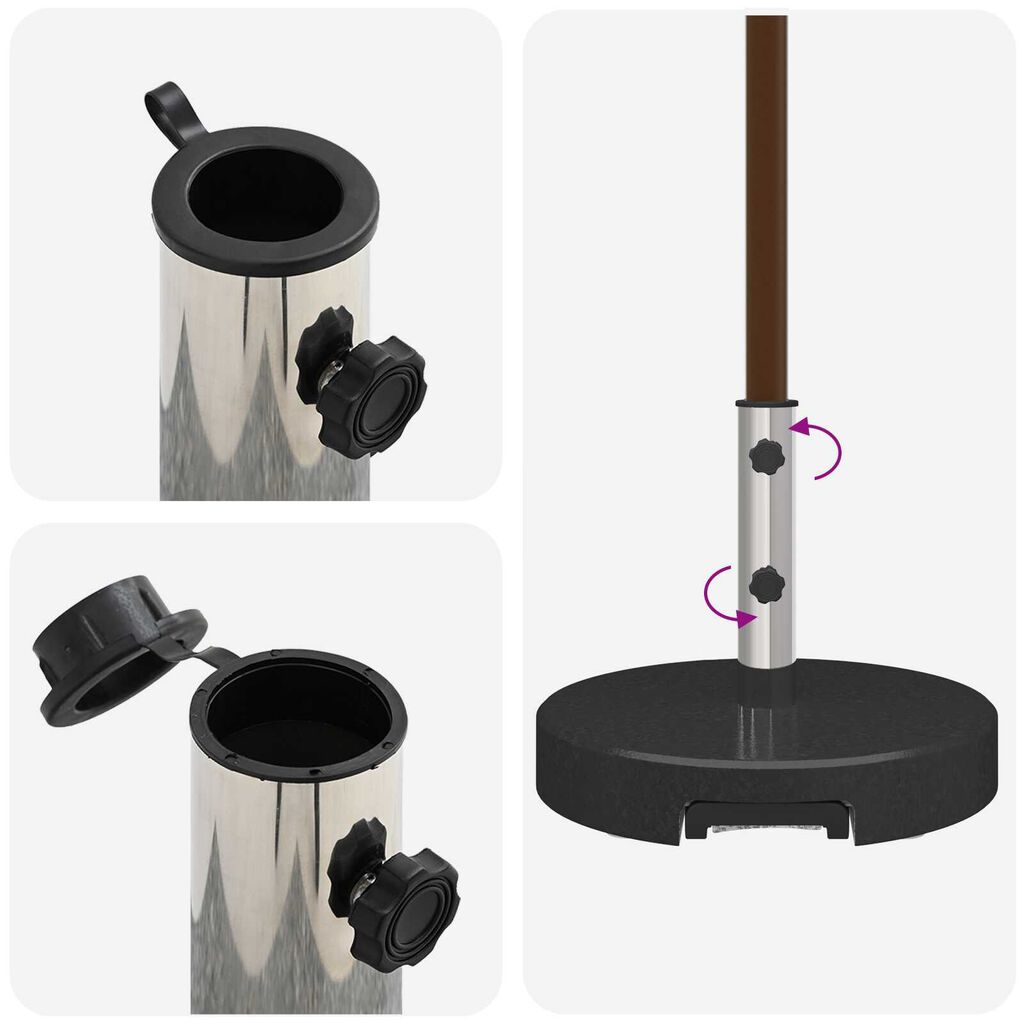 vidaXL Base de Parasol com Rodas e Alça Granito Preto 29 kg Redonda
