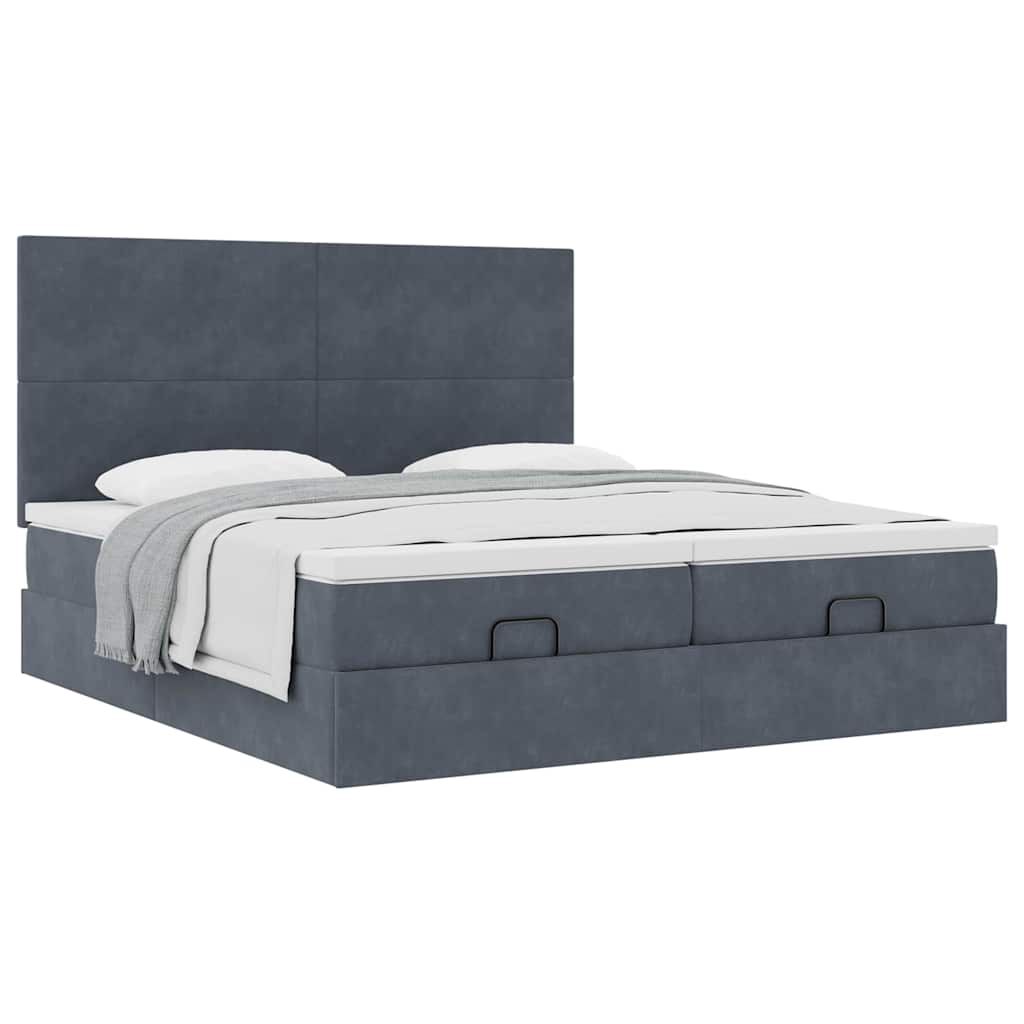 vidaXL Estrutura cama otomana colchões 160x200 cm cinzento escuro