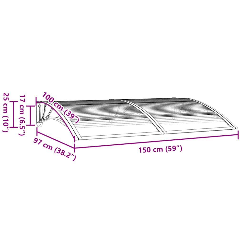 vidaXL Toldo de porta cinzento 150x100 cm policarbonato