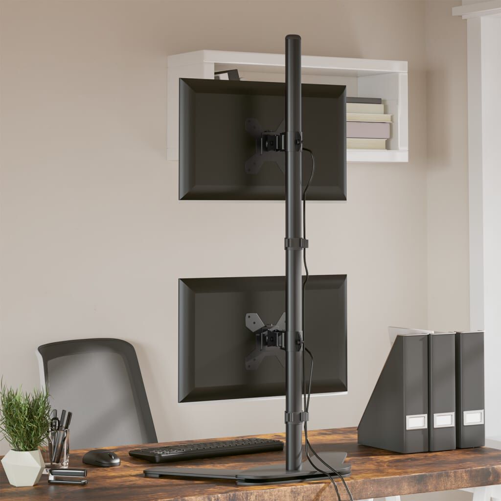 vidaXL Suporte duplo para monitor VESA 75/100 mm aço preto
