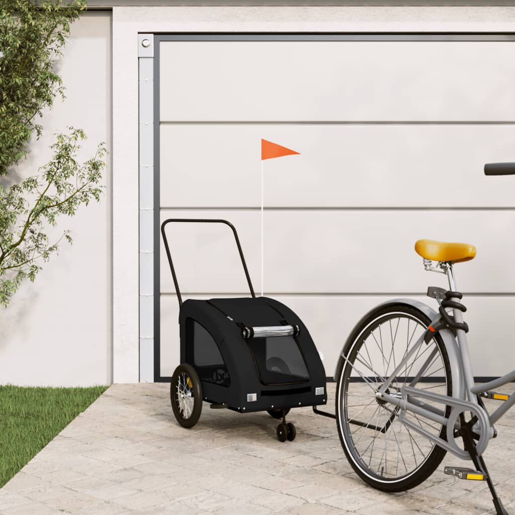 vidaXL Reboque bicicleta p/ animais tecido oxford/ferro preto