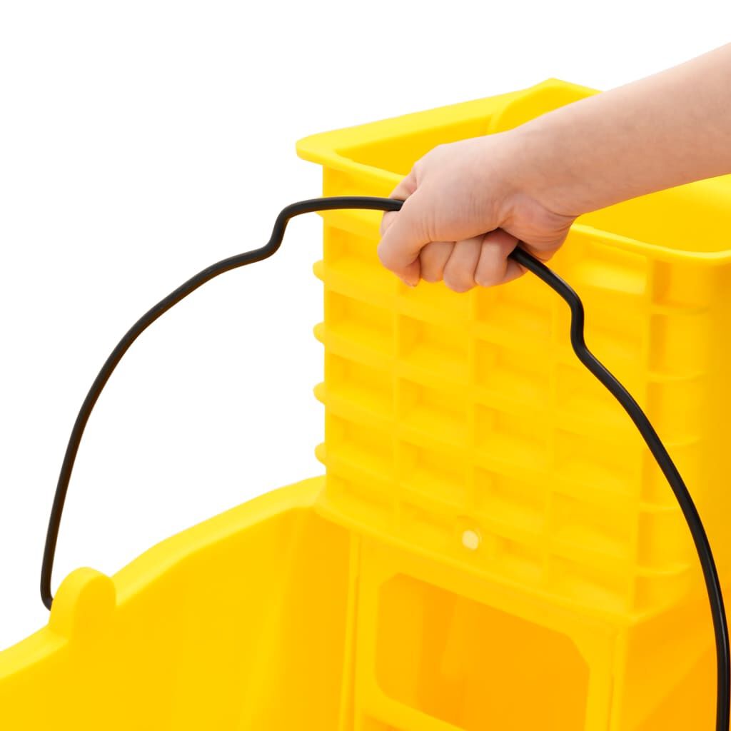 vidaXL Balde de esfregona com espremedor e rodas 36 L PP amarelo