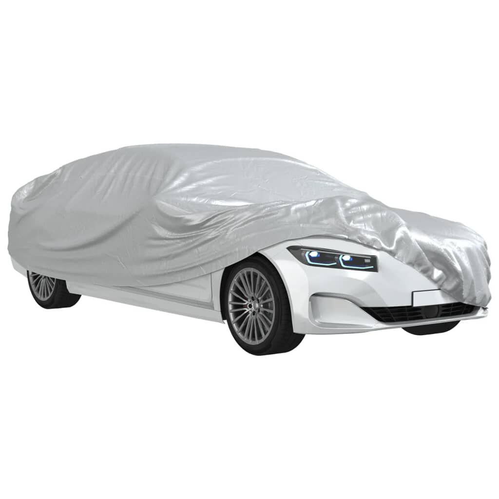 vidaXL Cobertura de carro p/ Sedan c/ cintas de fivela M PEVA prateado