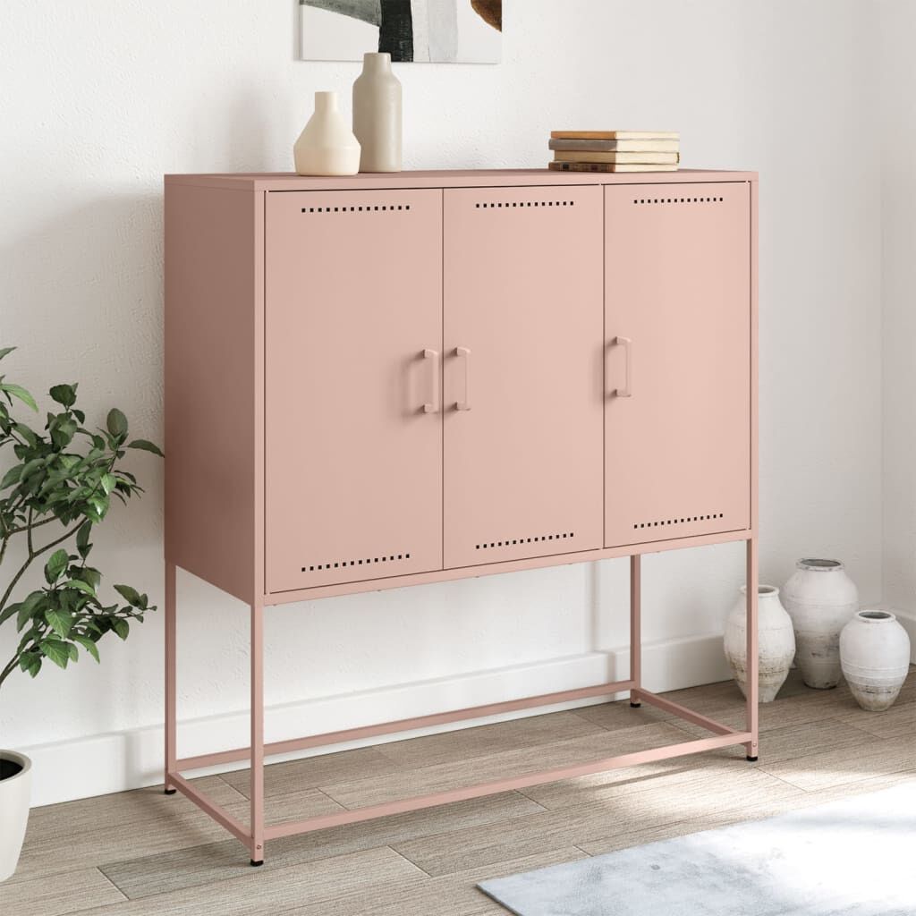 vidaXL Aparador alto 100,5x39x107 cm aço rosa
