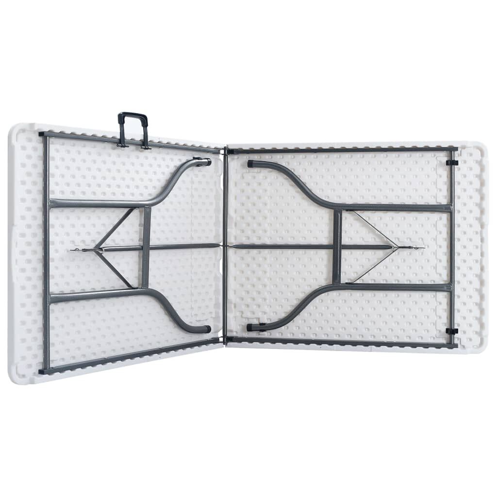 vidaXL Mesa de jardim dobrável com 2 bancos 180 cm aço e PEAD branco