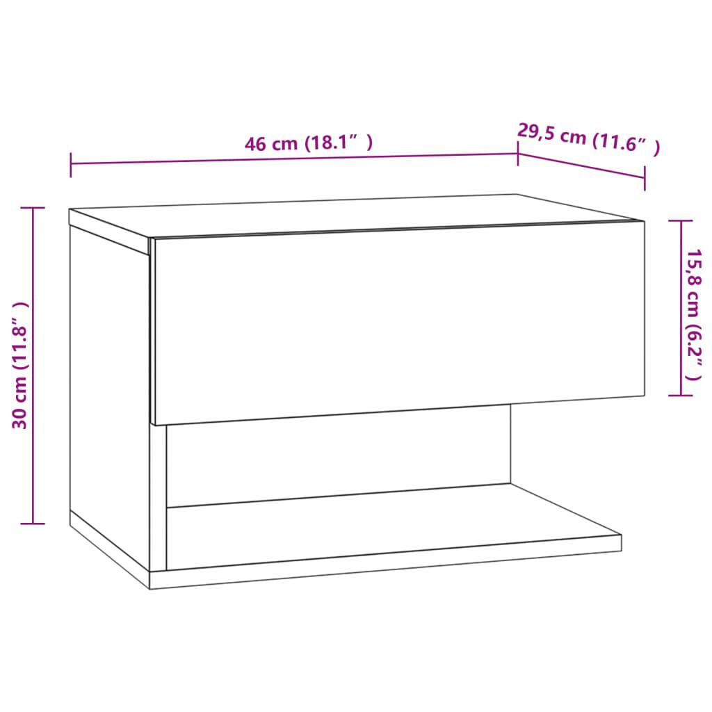 vidaXL Mesa de cabeceira montagem na parede branco