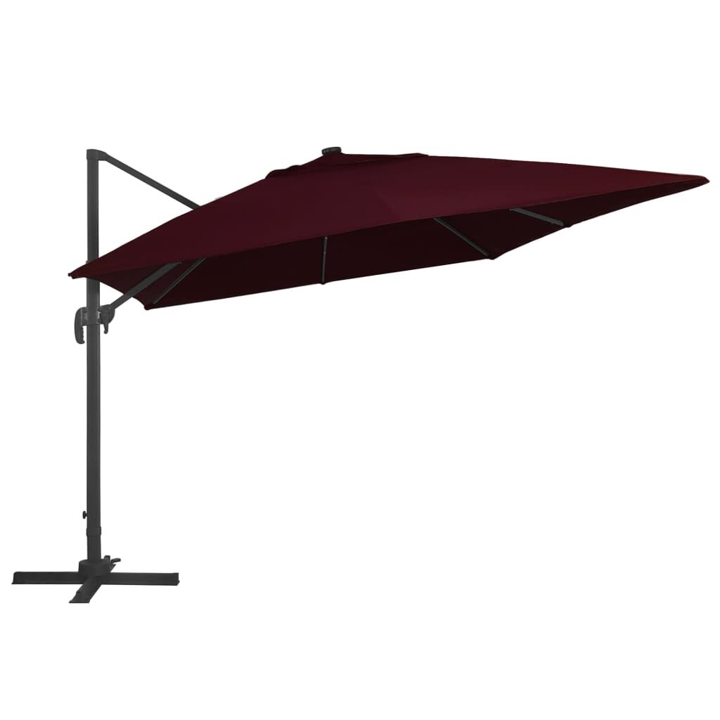 vidaXL Guarda-sol de jardim cantilever c/ luzes LED 400x300 cm bordô