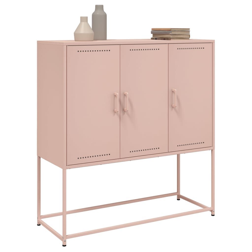 vidaXL Aparador alto 100,5x39x107 cm aço rosa