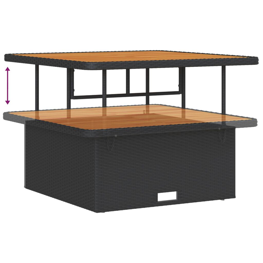 Conjunto de Sofá de Jardim vidaXL de 11 Peças com Almofadas Preto Vime PE Acácia