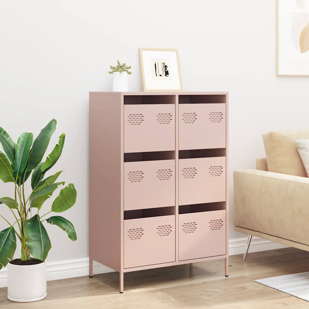 vidaXL Móvel alto 68x39x101,5 cm aço rosa