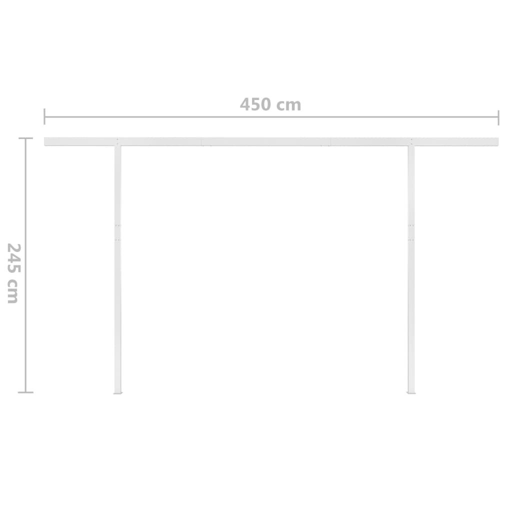 vidaXL Toldo retrátil manual com postes 4x3,5 m amarelo e branco