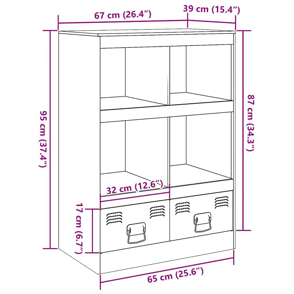 vidaXL Aparador alto 67x39x95 cm aço rosa
