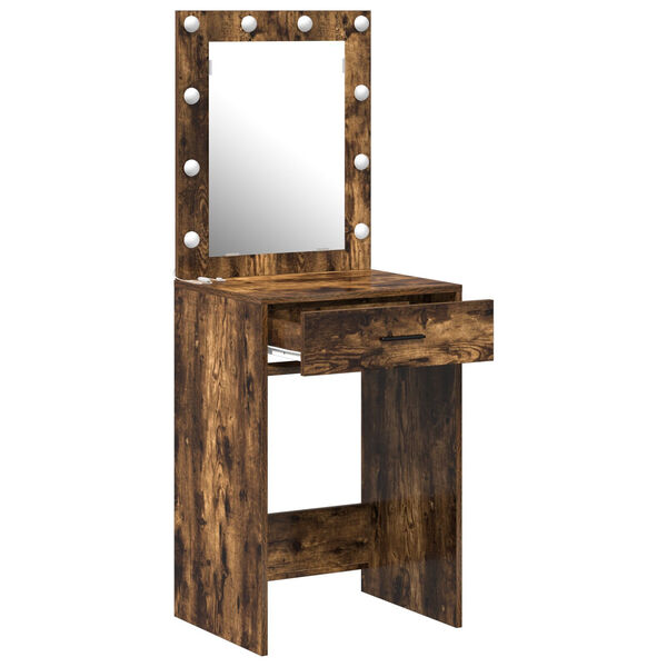 vidaXL Mesa de Maquilhagem com Luzes LED Carvalho Fumado 50x41x135 cm