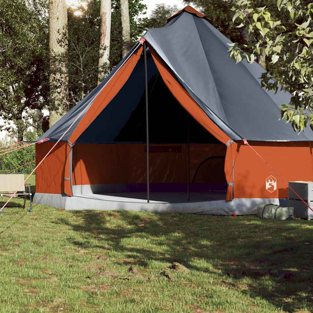 vidaXL Tenda familiar tipi para 10 pessoas impermeável cinza/laranja