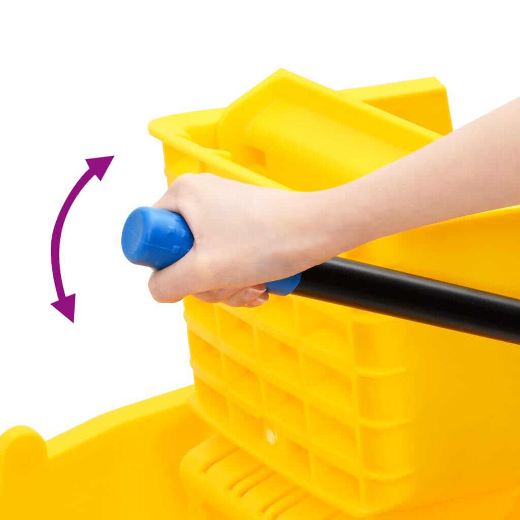 vidaXL Balde de esfregona com espremedor e rodas 36 L PP amarelo