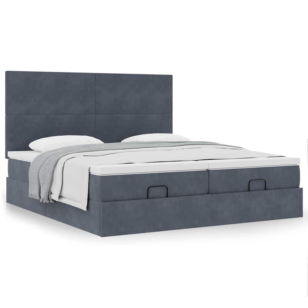 vidaXL Estrutura cama otomana colchões 160x200 cm cinzento escuro