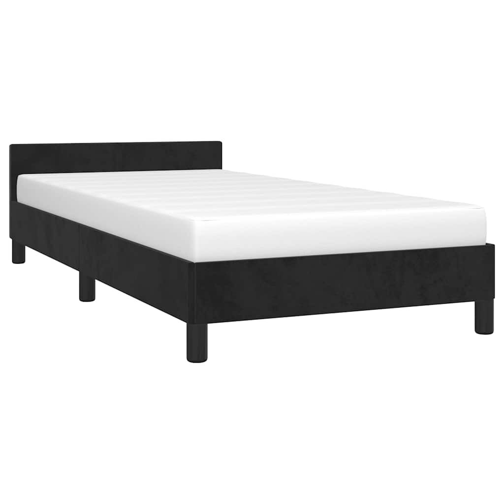 vidaXL Estrutura cama c/ cabeceira sem colchão veludo 90x200 cm preto