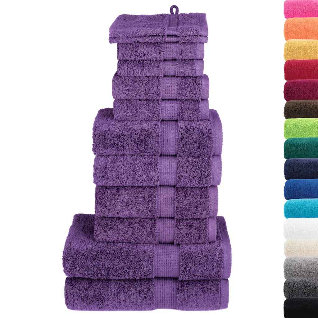 vidaXL 12pcs Conjunto toalhas banho premium SOLUND 600 gsm roxo