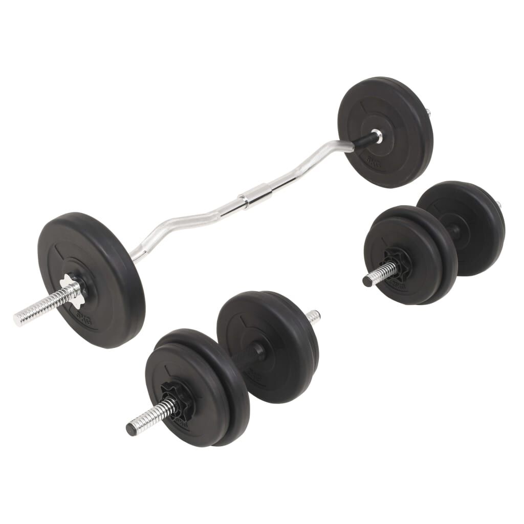 vidaXL Conjunto de barra e halteres 30 Kg