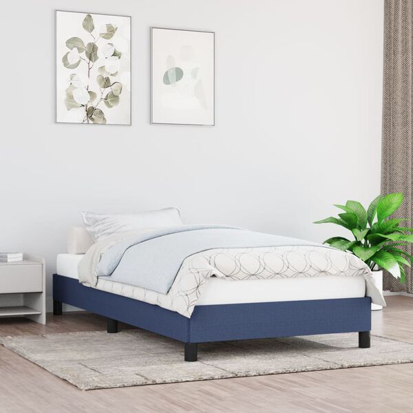 vidaXL Estrutura de cama sem colchão 100x200 cm tecido azul