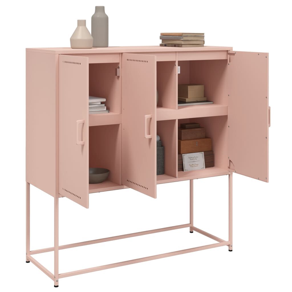 vidaXL Aparador alto 100,5x39x107 cm aço rosa