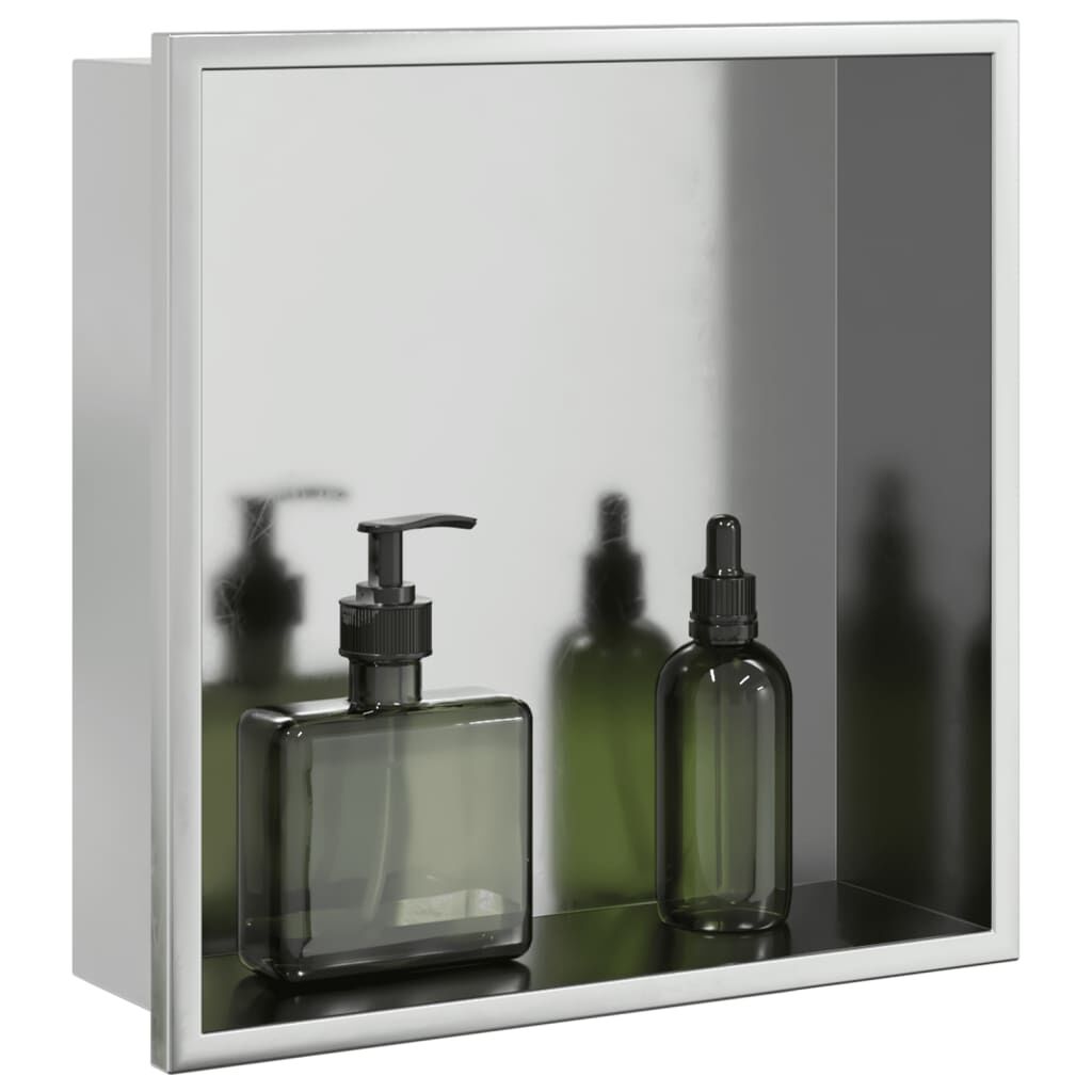 vidaXL Nicho parede p/ duche 32x32x9 cm aço inoxidável prata escovada