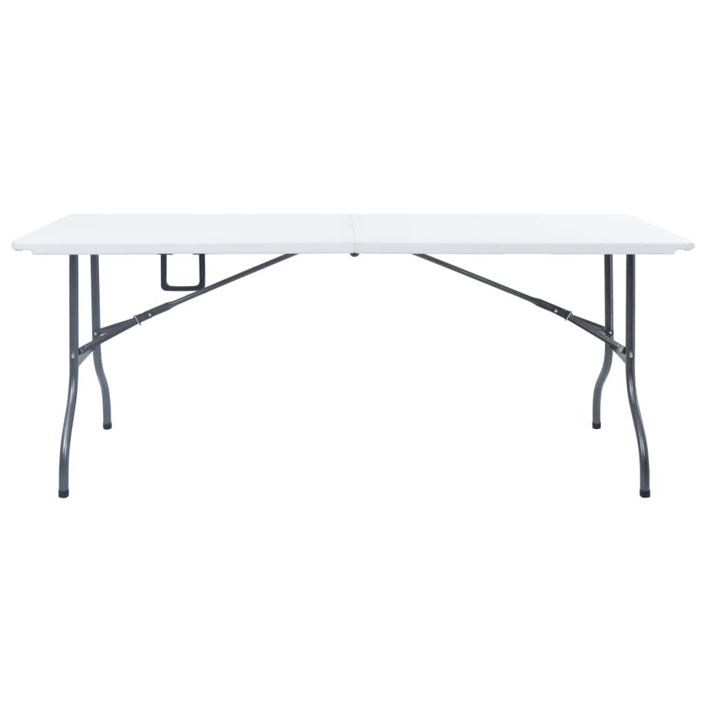 vidaXL Mesa de jardim dobrável com 2 bancos 180 cm aço e PEAD branco